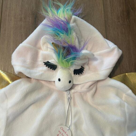 White and gold unicorn onesie pajamas - Picture 2 of 8